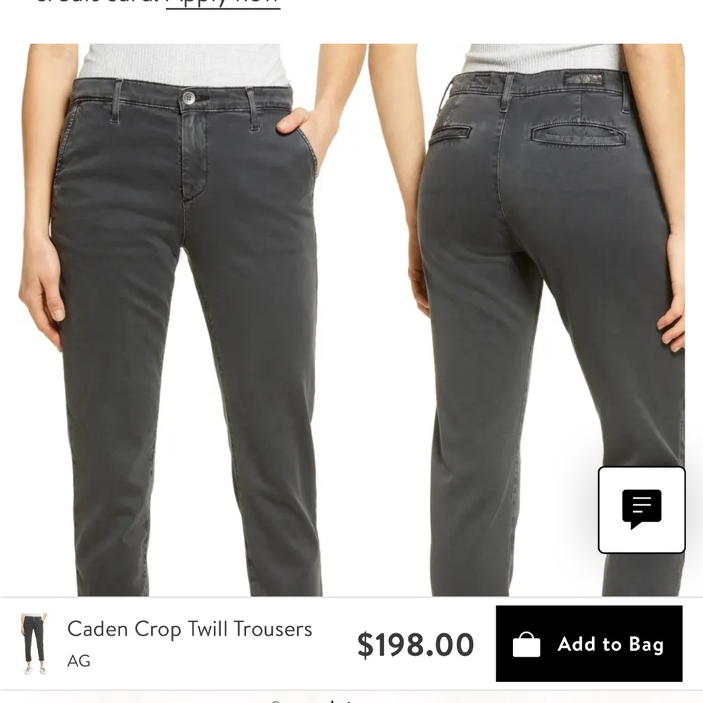 Caden Crop Twill Trousers. Blue gray, size 24 regular.  New without tags.